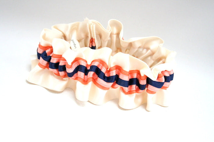 Ivory, Navy Blue and Orange Garter