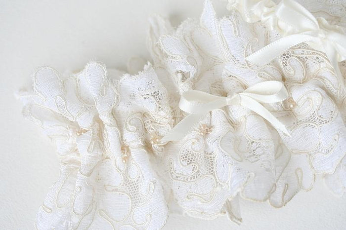 Garter Set: Lace from Grandmother's Veil and Mother's Wedding Dress