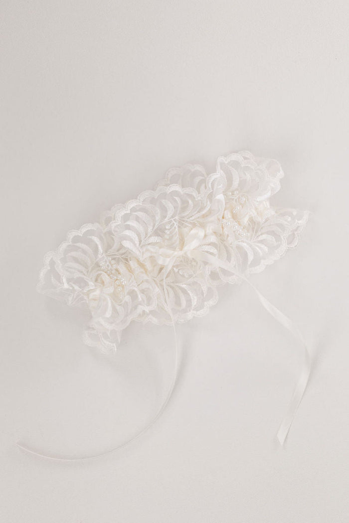 bridal garter set heirloom handmade from the bride's mother's wedding dress