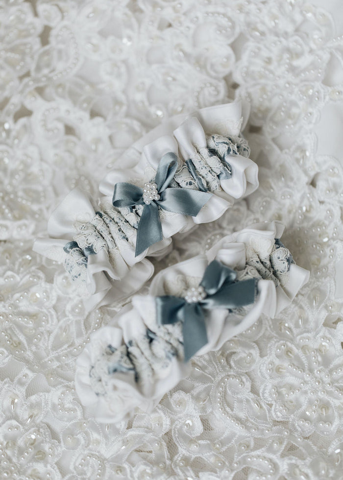 custom wedding garter sets hand made from mother's wedding dress for sisters handmade heirloom by The Garter Girl