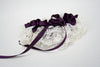Custom Wedding Garter: Ivory Lace and Deep Plum