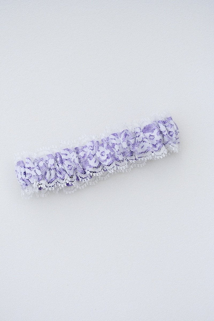 Garter: White Lace & Lilac Satin