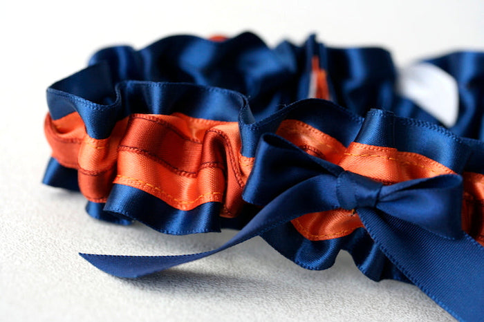 Navy and Burnt Orange Garter Set