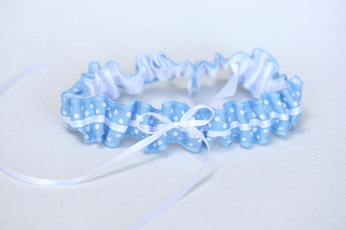 Blue and White Polka Dot Garter