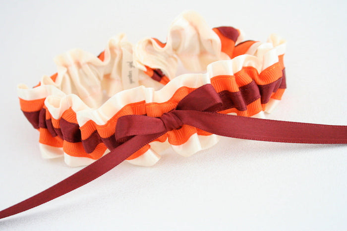 Ivory, Orange and Maroon Garter