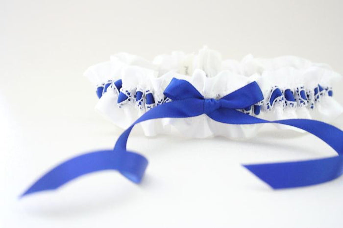 White Lace and Royal Blue Garter