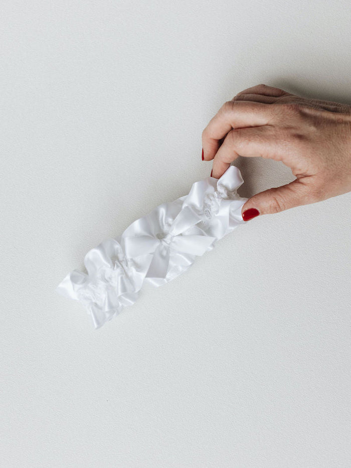 White Satin and Lace Bridal Garter Set Designed by The Garter Girl