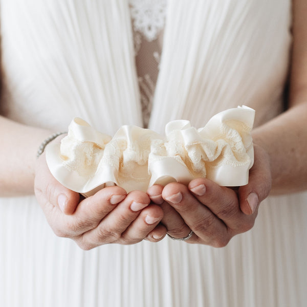 Tap the link in bio to make this heirloom yours -> @gartergirl⁣ Ivory Satin  and Black Lace Bridal Garter 💕 You'll love this handmade