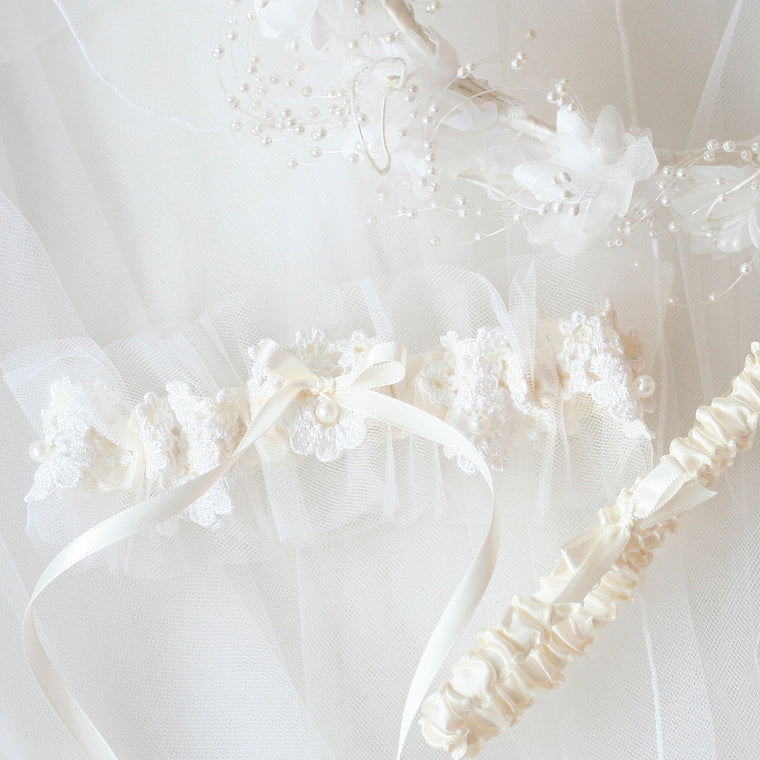 garter made from bride's grandmother's veil by The Garter Girl