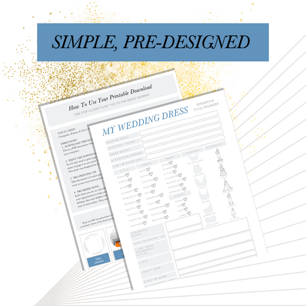 Wedding Dress Research Organizer Printable, Affordable Bridal Dress ...