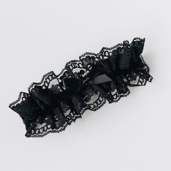 Sexy, Luxurious Wedding Garter, Black Velvet & Lace