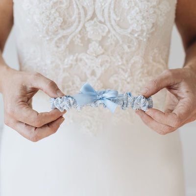 simple blue & lace wedding garter handmade bridal accessory heirloom from The Garter Girl