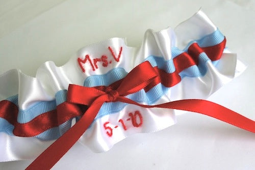 Custom Garter Spotlight: Red, Light Blue & Pretty