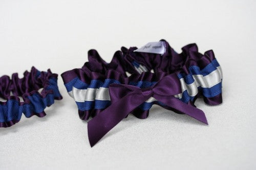 Custom Wedding Garter: Purple, Gray and Blue