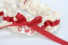 Custom Wedding Garter: Ivory and Red