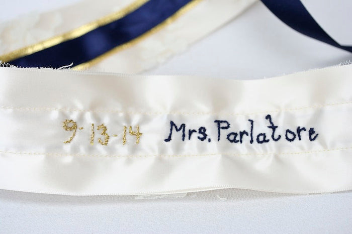 Navy Blue and Gold Garter Set