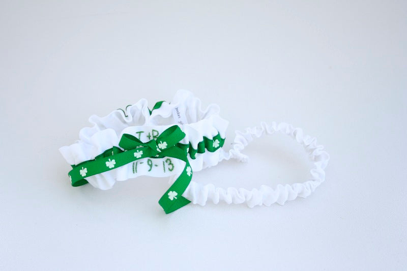 Custom Wedding Garter: Emerald and Irish Theme