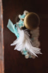 Real Ivory and Aqua Feather Wedding Garter