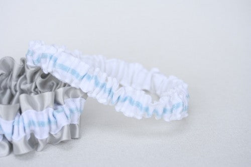 Custom Wedding Garter: Gray, White and Blue