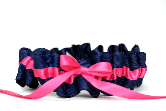 Custom Wedding Garter: Navy and Hot Pink