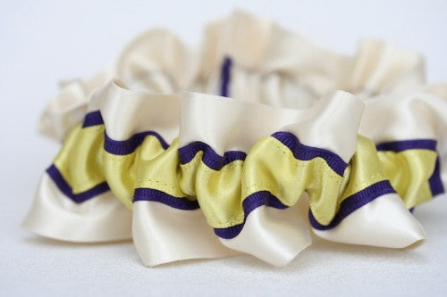 Custom Wedding Garter Set: Purple and Yellow