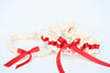 Ivory and Red Embroidered Garter Set