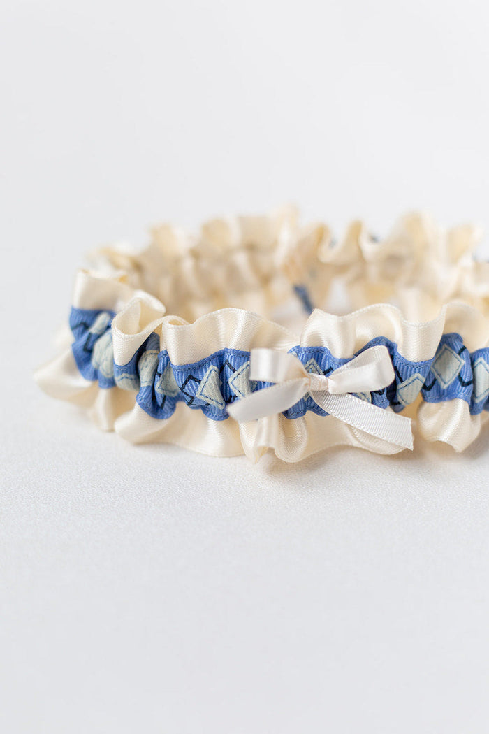 preppy wedding garter with argyle something blue