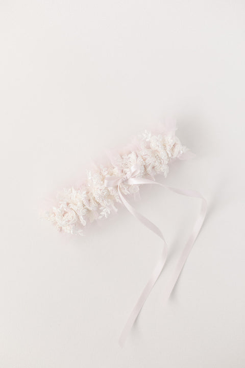 Custom Garter: Ballet Inspired with Blush Tulle & Sparkle Lace