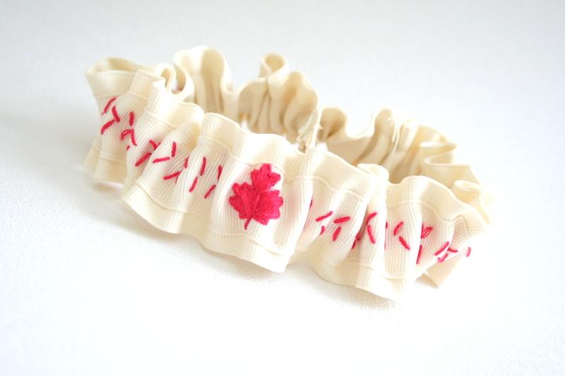 Canadian Maple Leaf and Baseball Stitch Garter