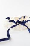 Garter Set: Navy Blue & Ivory Lace Ruffles