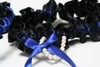 Black Lace, Royal Blue and Pearl Garter Set