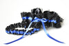 Black Lace, Royal Blue & Embroidered Garter Set