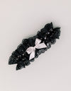  custom wedding garter heirloom handmade with black lace, black velvet and blush pink satin by The Garter Girl