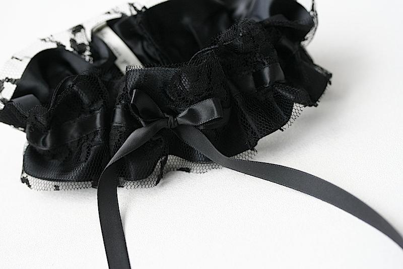 Garter: Black Satin & Lace