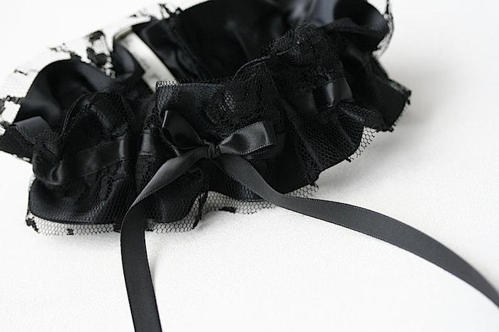Garter: Black Satin & Lace