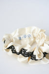 Garter: Ivory, Black Lace & Embroidered Wedding Date