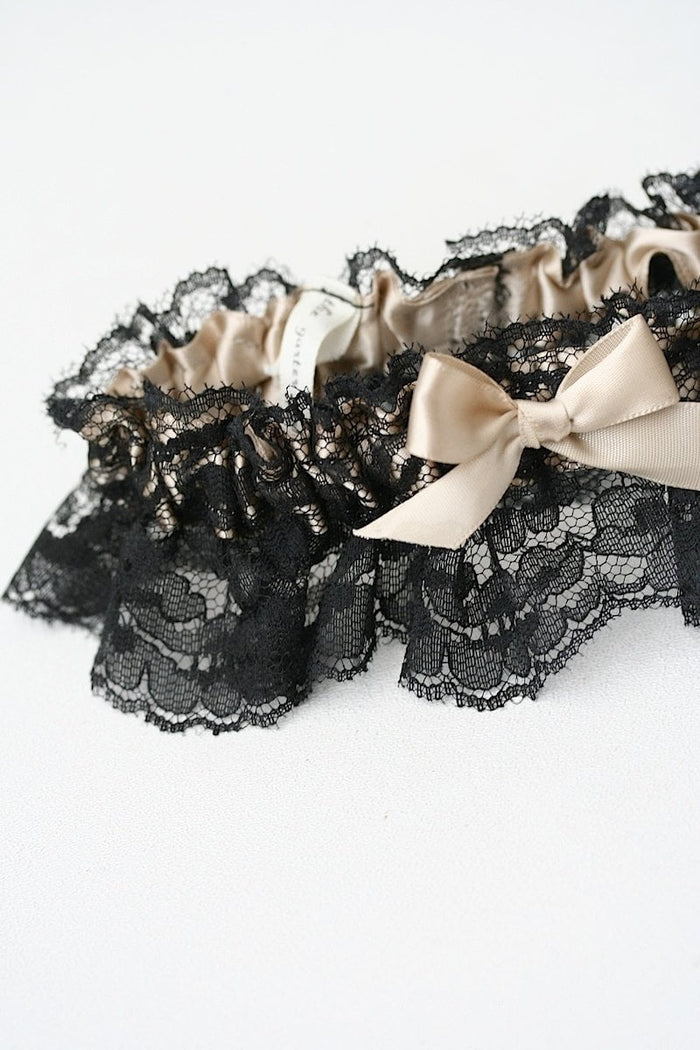 Garter: Black Lace & Champagne Satin
