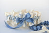 Custom Wedding Garter: Ivory Lace, Something Blue and Embroidered Name