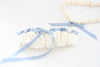 Blue, Ivory Lace and Purple Embroidered Garter