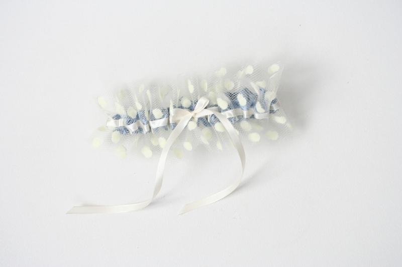 Polka Dot Tulle and Blue Garter