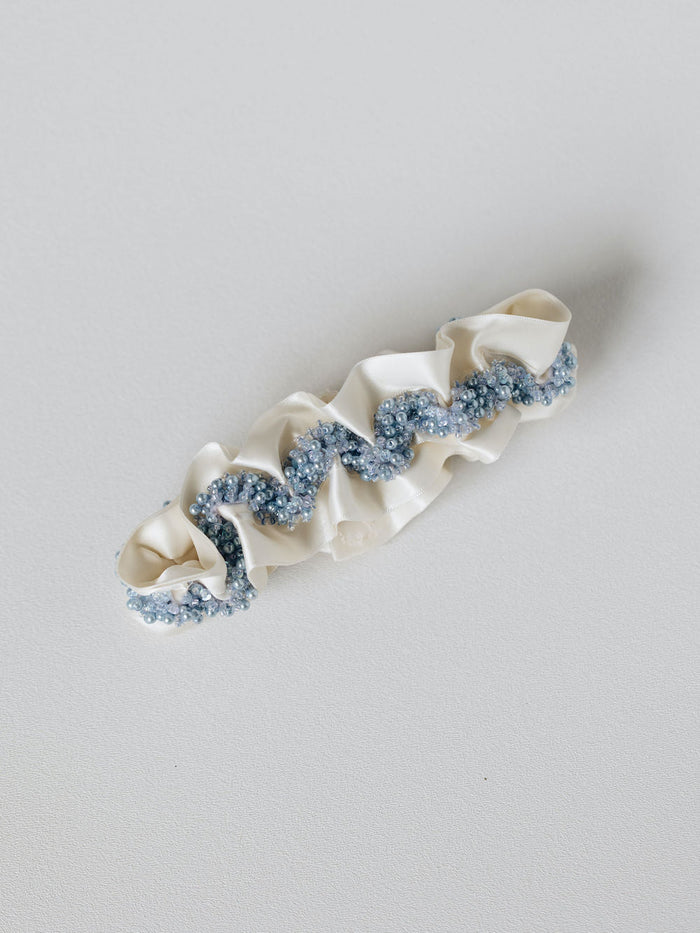 something blue sparkle beaded wedding garter handmade heirloom from The Garter Girl