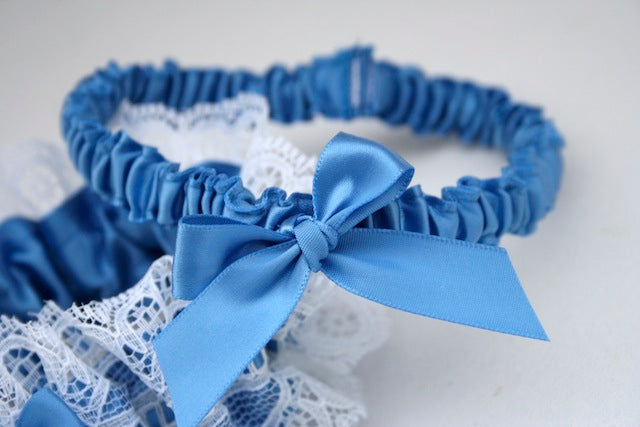 Modern Blue & Lace Custom Wedding Garter Set