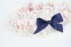 custom wedding garter with blush and navy blue