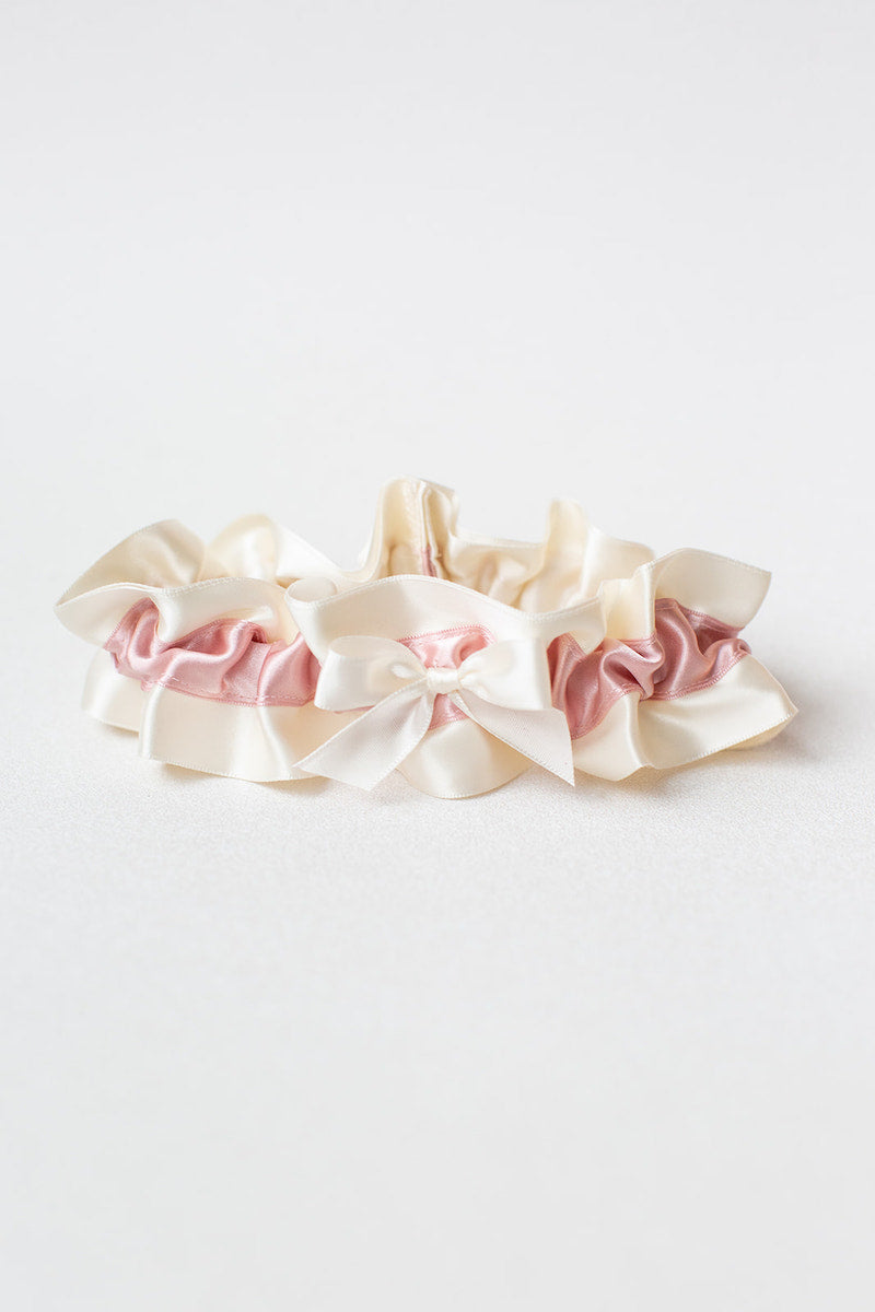 Custom Garter: Blush Pink and Ivory Satin