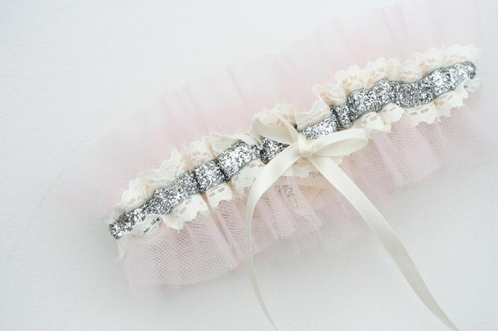 Custom Garter Spotlight: Blush Tulle and Sparkle