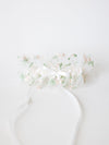 tulle ivory wedding garter with embroidery detailing handmade by The Garter Girl