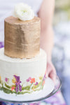 gold floral wedding cake - bridal shower mistakes to avoid