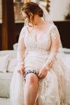 Colorado Wedding Bride with Dusty Blue Wedding garter
