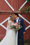 Bride and Groom Share a Kiss at Backyard Wedding in Hudson, New York