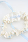 Garter: Ivory, Blue and Personalized with Bride's Name